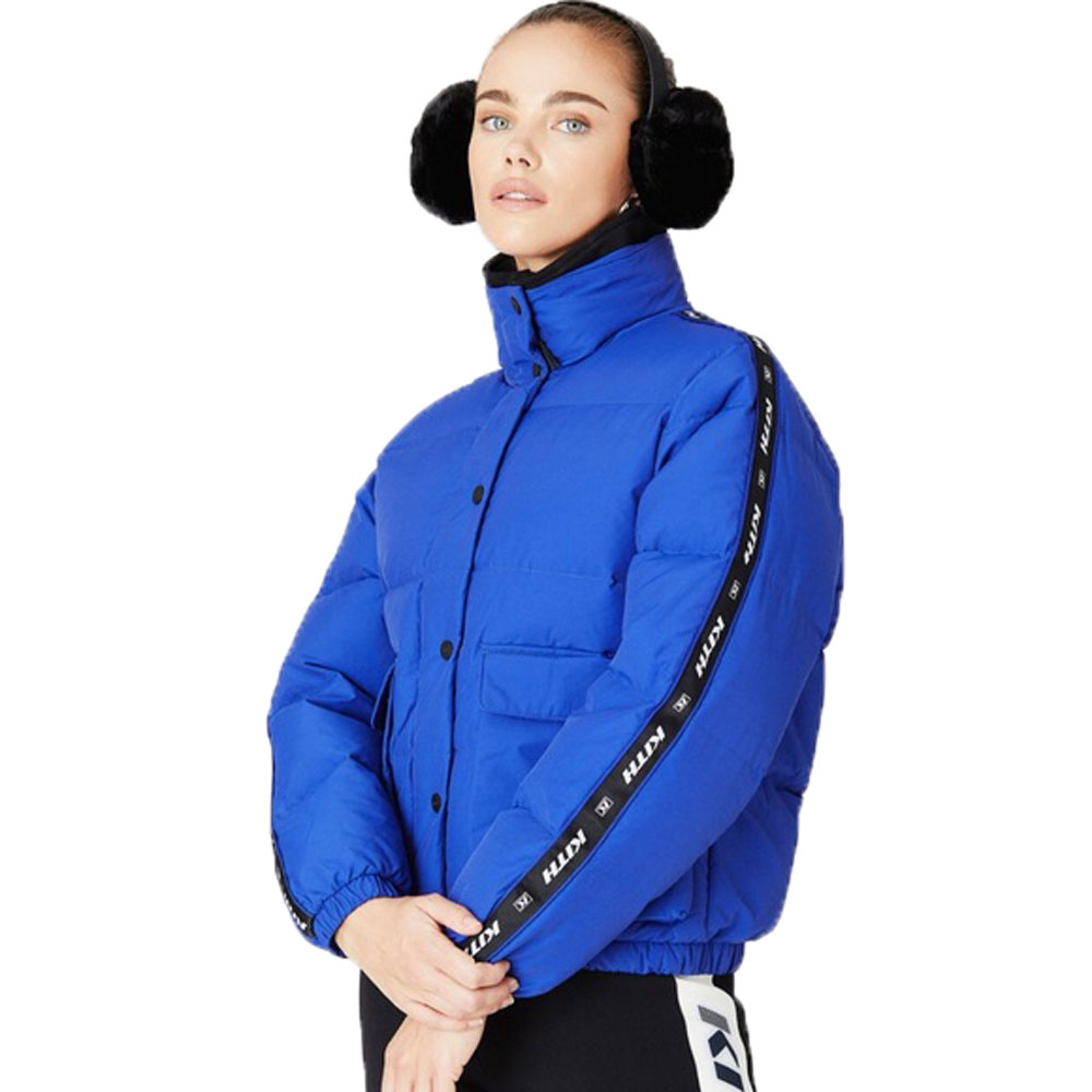 Pre-owned Kith Women's Riley Puffer Front Zip Down Coat Khw1055 In Royal Blue