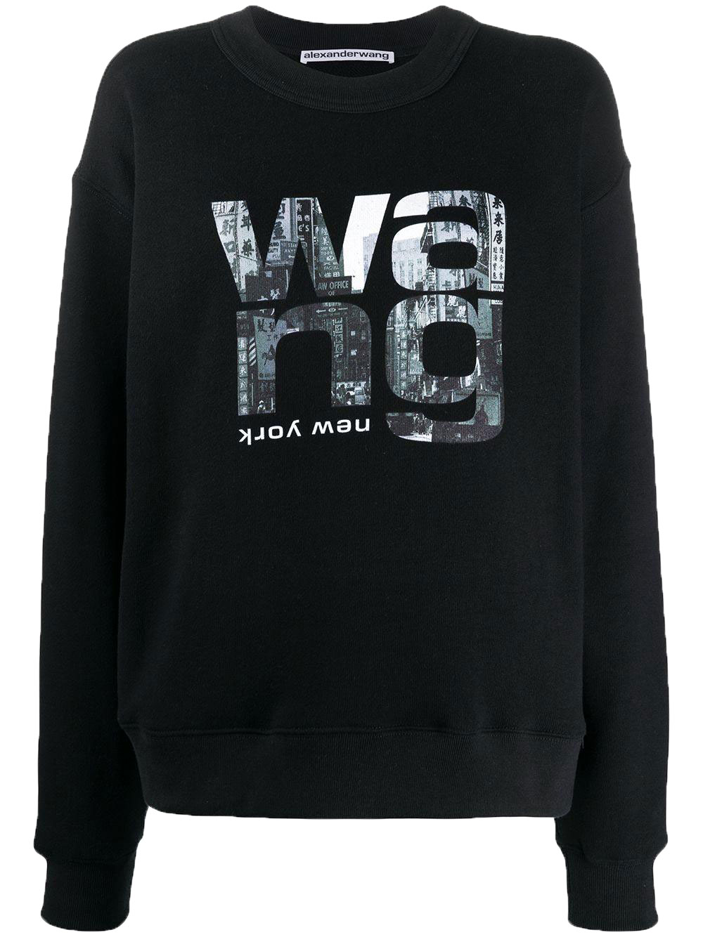 【送料&関税込】Alexander Wang Logo Crew Neck Sweatshirt PUFF LOGO SWEATSHIRT IN STRUCTURED TERRY in LIGHT HEATHER