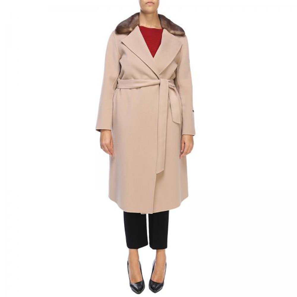 pink wrap coat