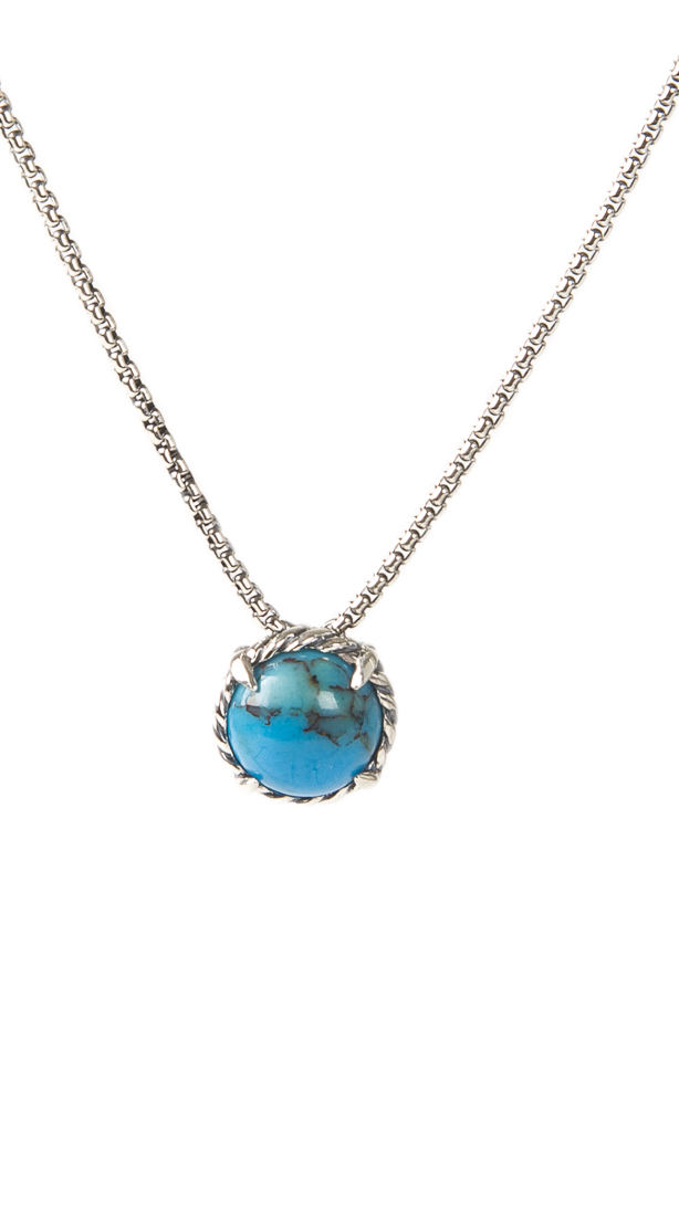 DAVID YURMAN Women's Cabochon Turquoise Chatelaine Pendant Necklace 8mm