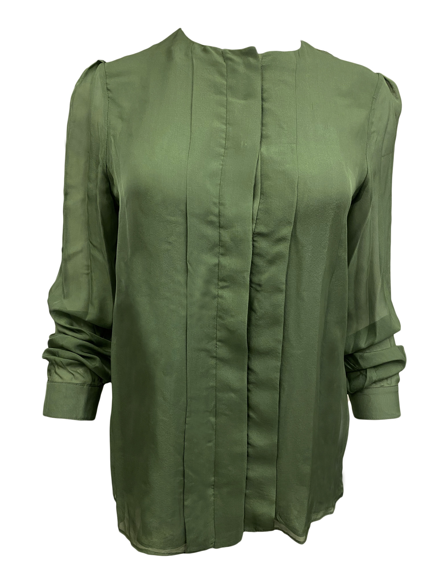 HANLEY MELLON Women's Army Green Collarless Military Blouse $425 NEW | eBay