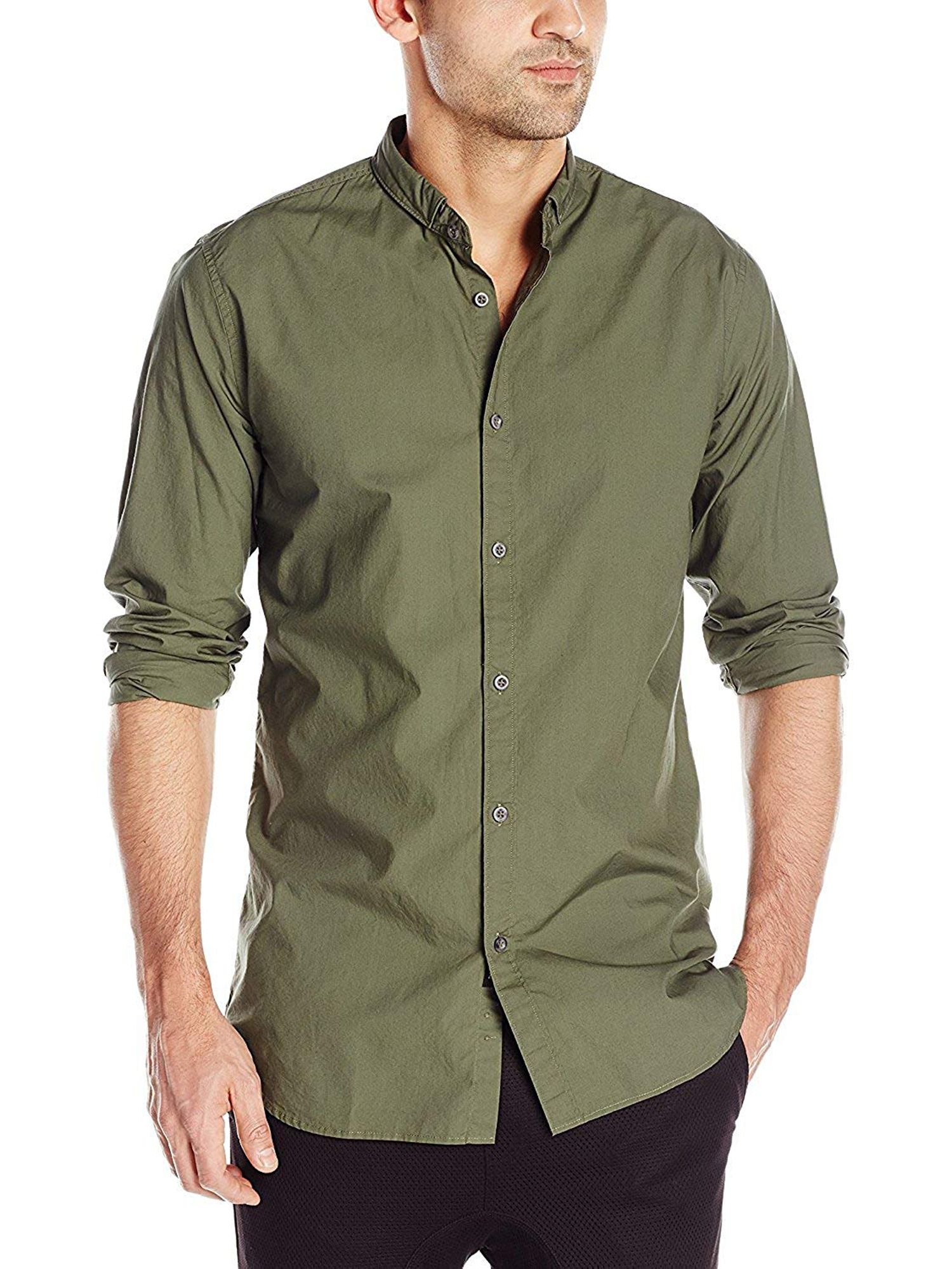 ZANEROBE Men's Olive Tuck Collar 7ft Long Sleeve Shirt $109 NWT | eBay