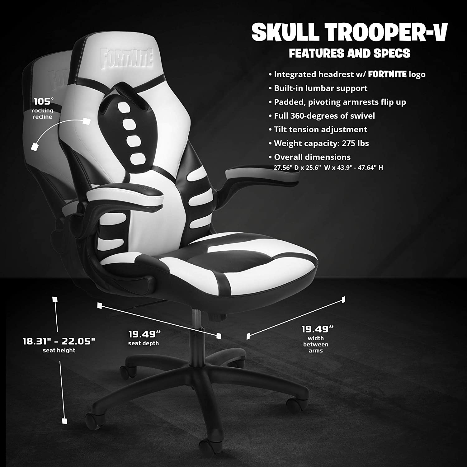 RESPAWN SKULL TROOPERV Fortnite Gaming Reclining Ergonomic Chair